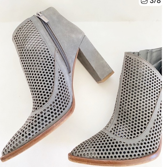 Vince Camuto | Levesna perforated booties pewter grey women size 9 - Picture 2 of 12